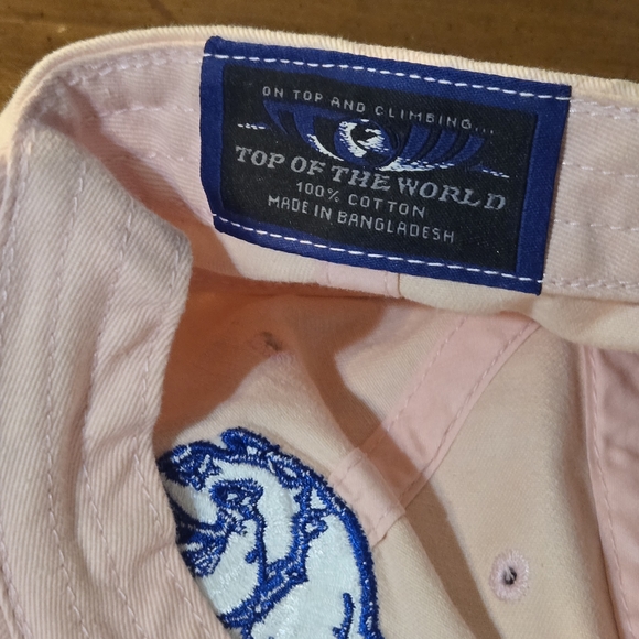 Notre Dame Light Pink And Embroidered Blue Bulldog Adjustable Baseball Cap Hat - Picture 5 of 11